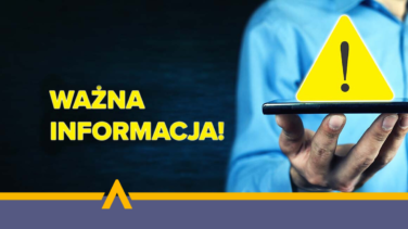 Ilustracja informacyjna zawierająca tekst o programie redukcji zadłużenia ‘Ulga od długu’ oraz działalności Kancelarii Certo, na tle z żółtym znakiem ostrzegawczym – trójkątem z wykrzyknikiem